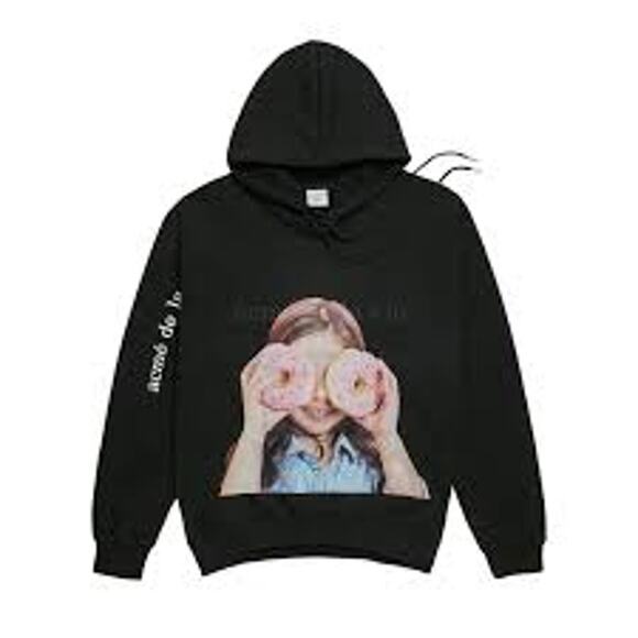 Acmé de la vie ADLV BABY FACE HOODIE BLACK DONUT Size 1 Unisex Black - Picture 1 of 14